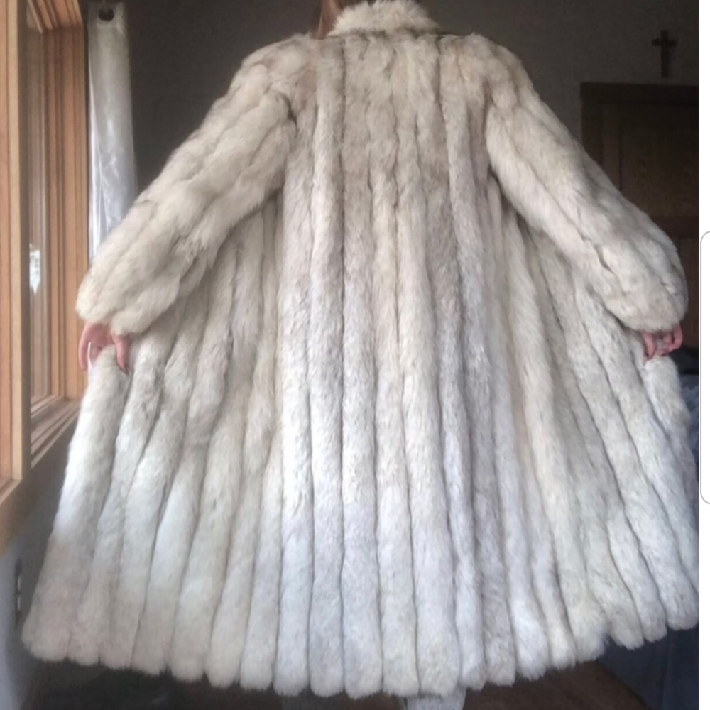Genuine Blue Fox Fur Full Length Coat Size Small